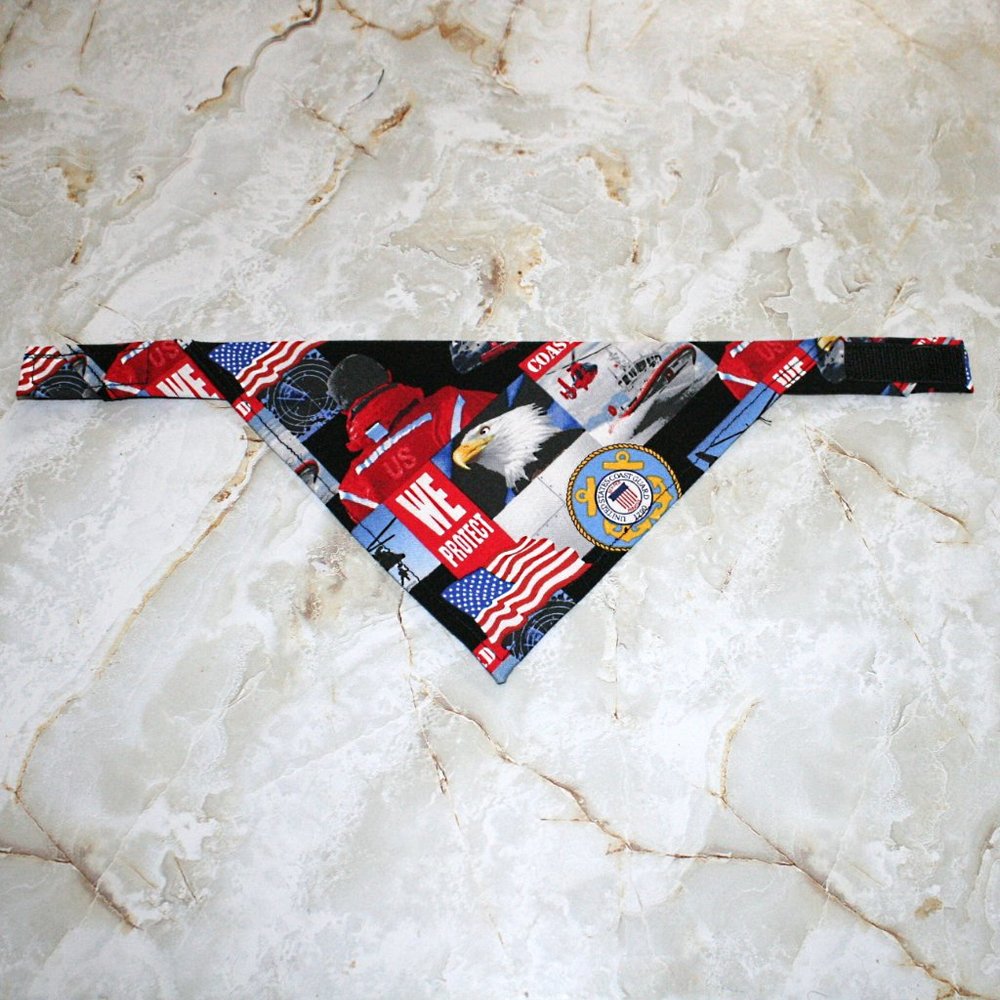 HAND CRAFTED Dog Cat Bandana US Military Coast Guard Pet Scarf Accessory - Picture 4 of 10